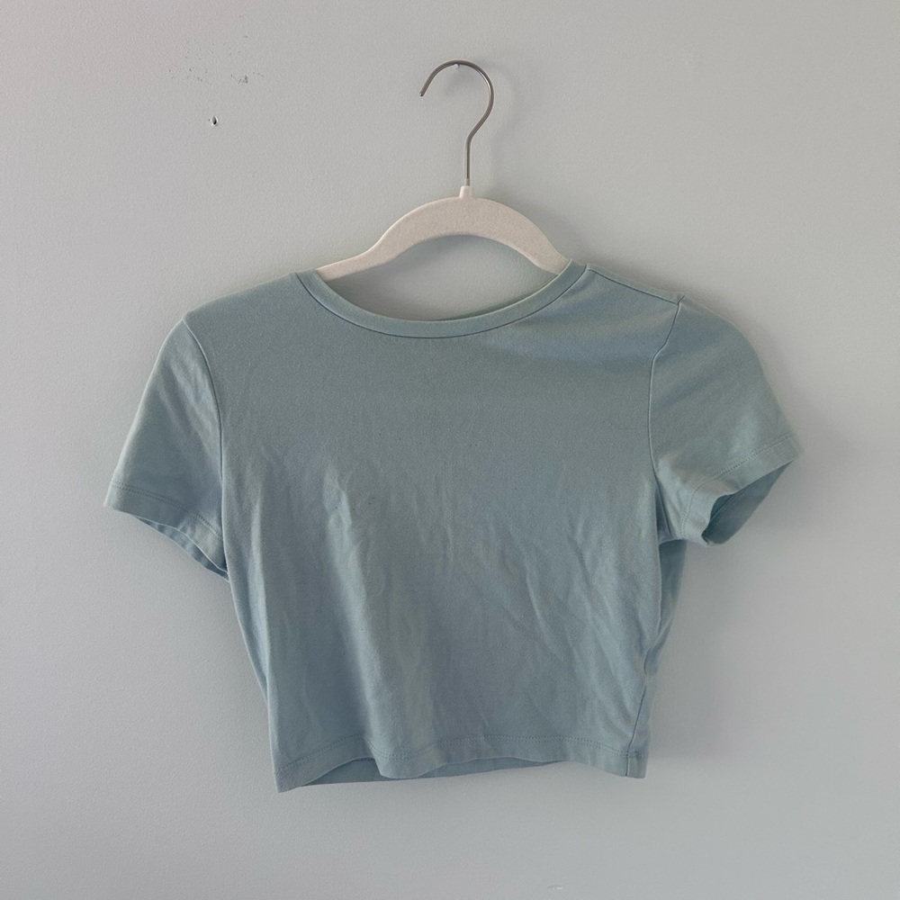 Wild Fable Blue Fitted Crop T-Shirt Short Sleeve size S